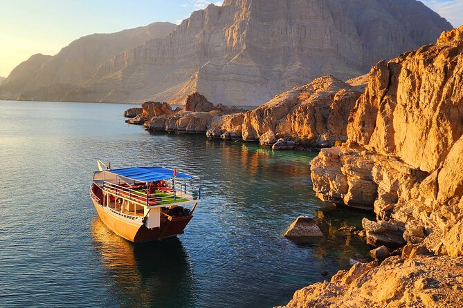Full day Dhow: Khasab, Musandam: Dolphins, Snorkeling & Fjords - Lunch, drinks, and Omani Qawa coffee