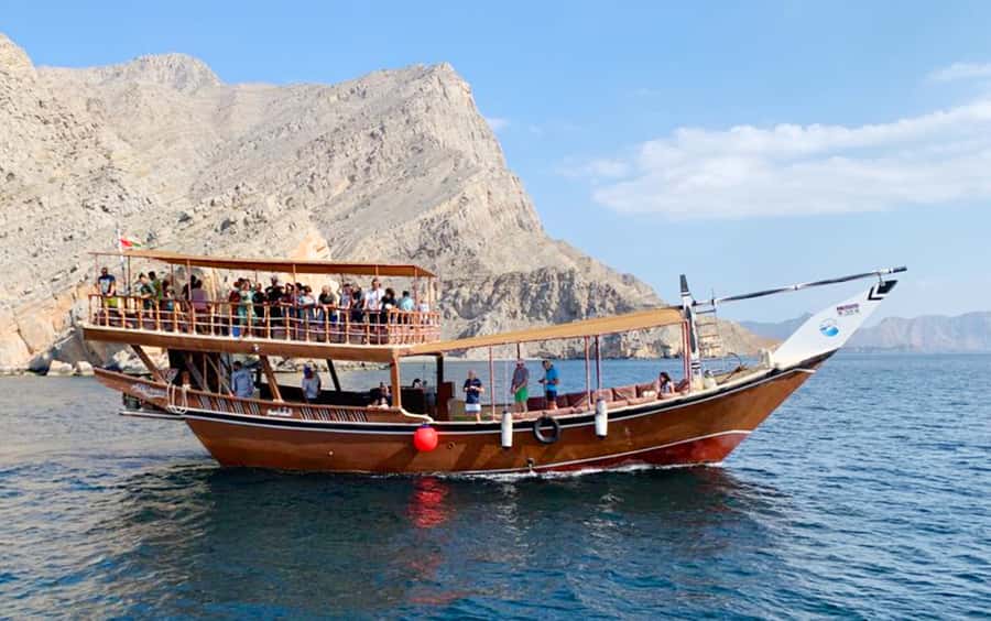 Khasab: Dolphin Watching Day Tour with Snorkeling & Lunch - Cruising into Khor Ash Sham by traditional dhow