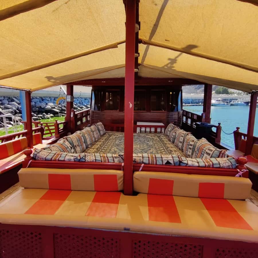 Muscat: Omani Traditional Dhow Sunset Cruise - A traditional dhow with a modern motor