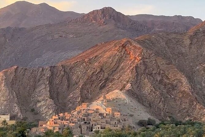 Private Full-Day Jebel Akhdar-Al Suwjara Village Tour - The distant view of Birkat Al Mouz