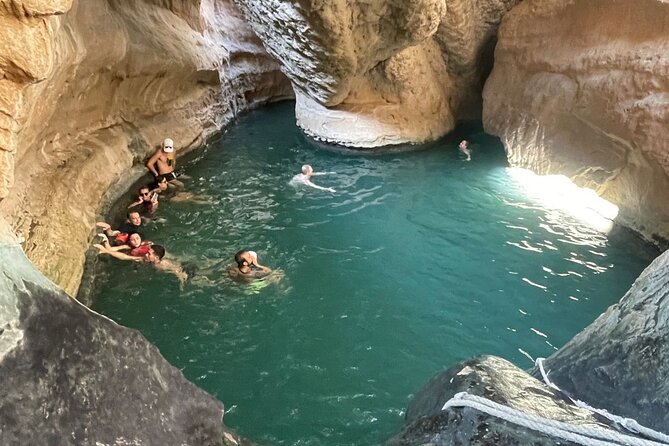 Private Full- Day Wadi Shab-Bimmah Sinkhole-Fins Beach Tour - Swimming through the keyhole to the waterfall